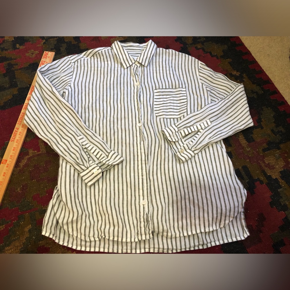 J.Jill Women's long sleeve blouse 100 percent linen s